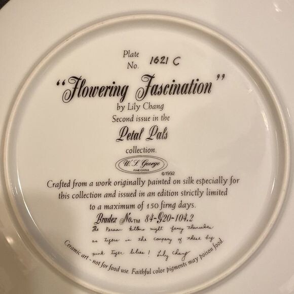 W S George Fine China Flowering Fascination by Lily Chang 1992 - Picture 4 of 5